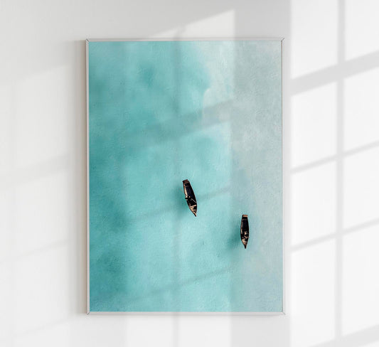 Boars drifting in the clear waters Art Poster