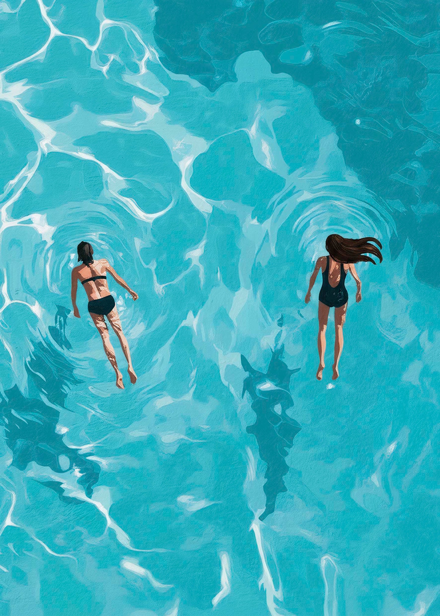 Two women floating in the water Art Poster