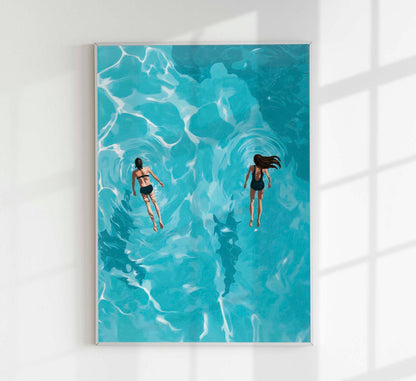 Two women floating in the water Art Poster