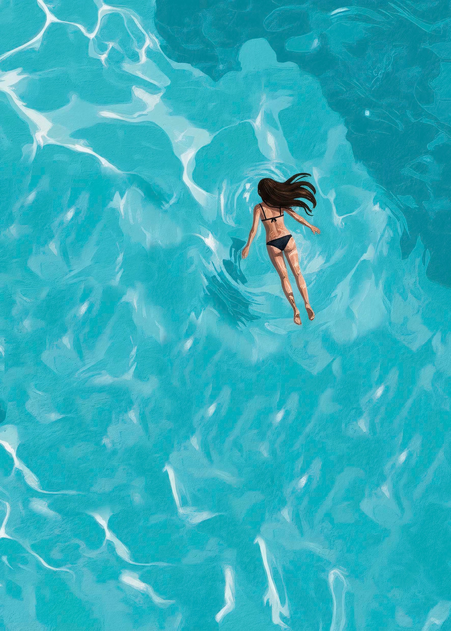 Girl floating in the water Art Poster