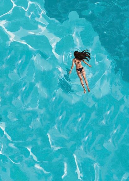 Girl floating in the water Art Poster
