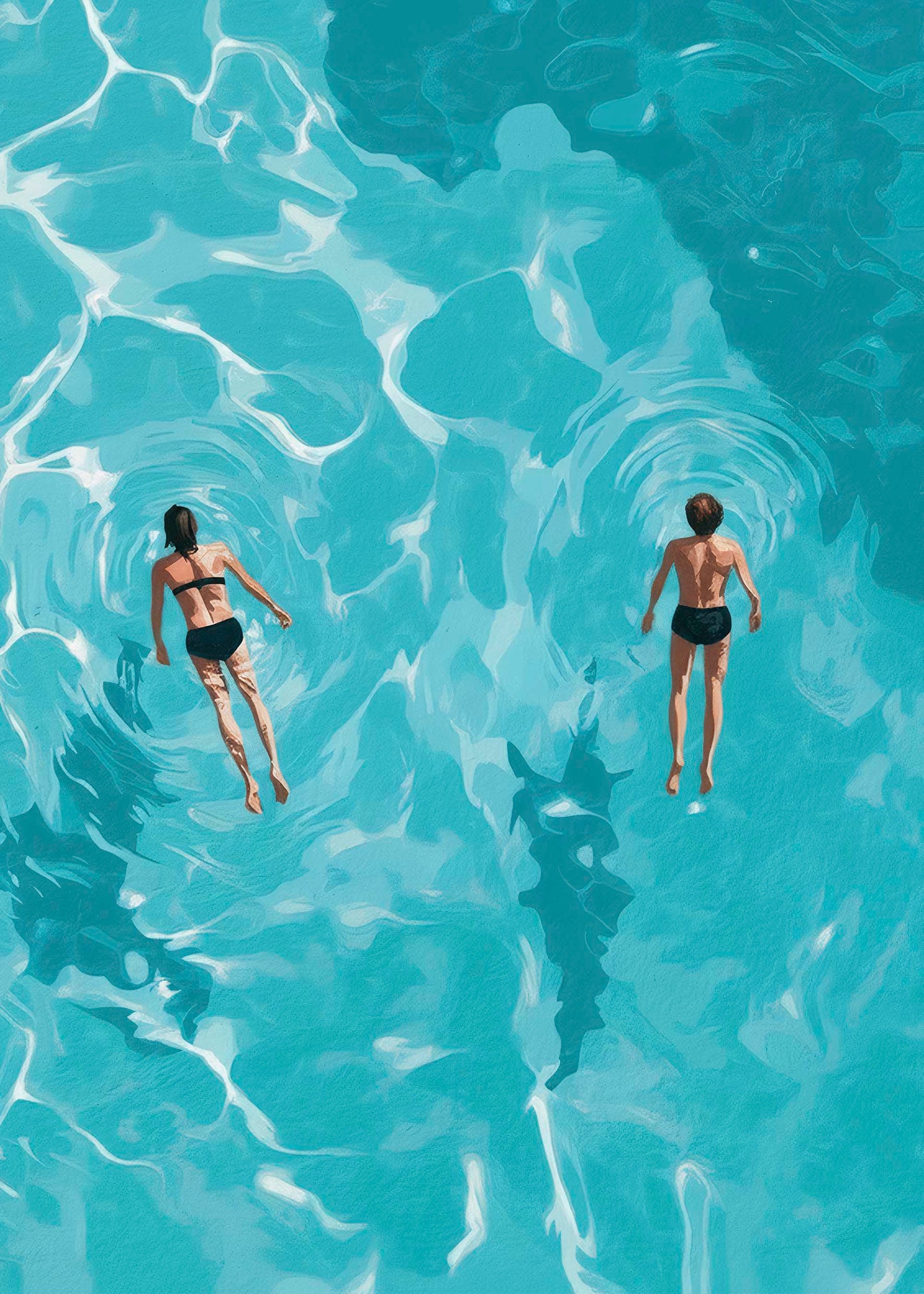 Two swimmers floating in the water Art Poster