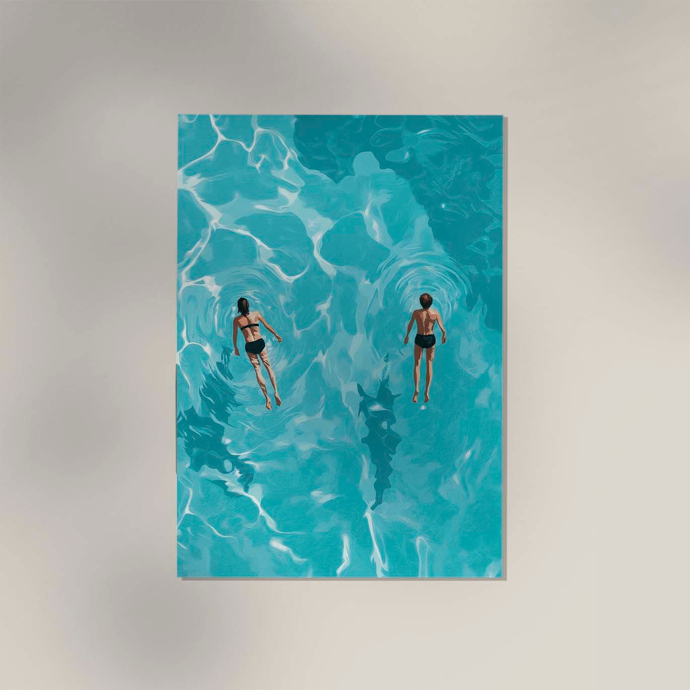 Two swimmers floating in the water Art Poster
