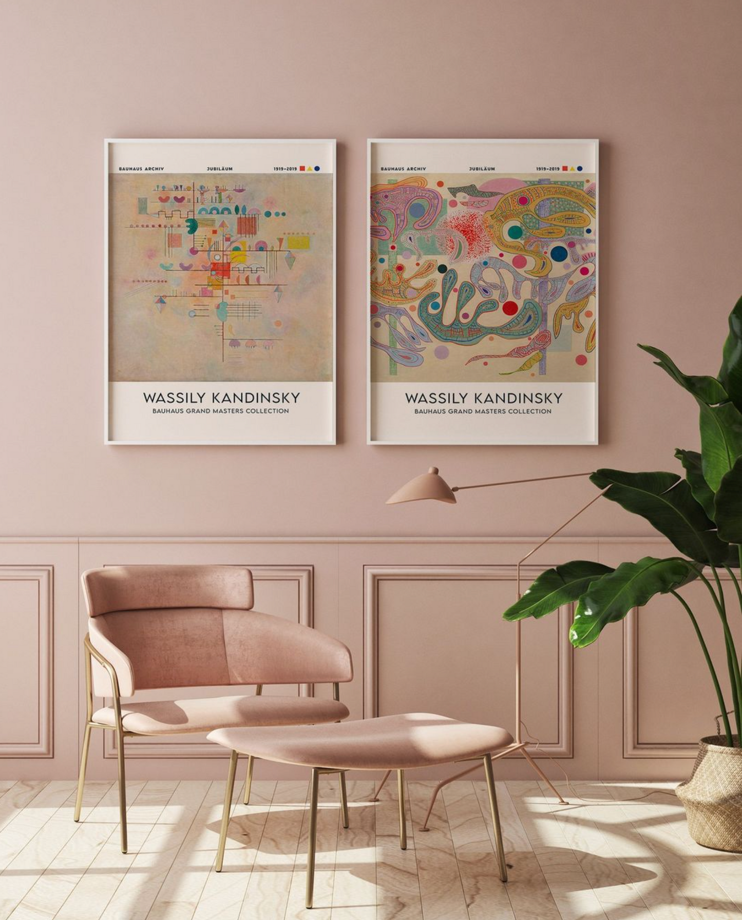 Pink abstract Kandinsky Set of 2 Prints