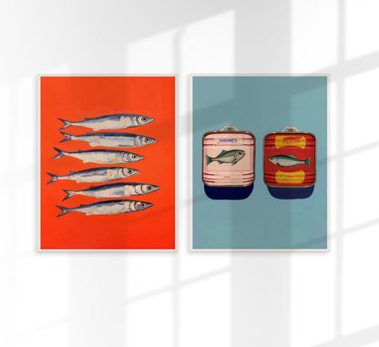 Sardines and Anchovis can Set of 2 Prints