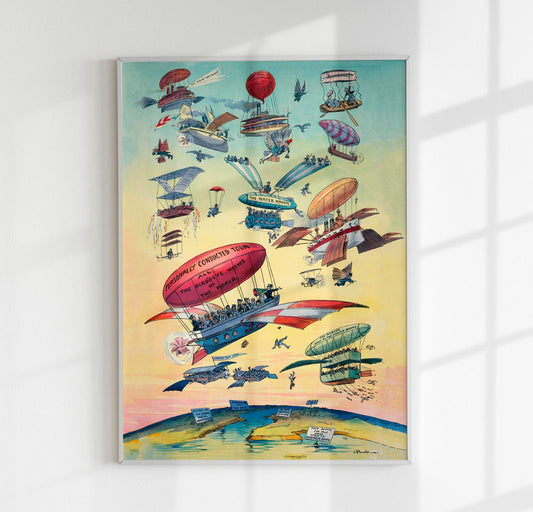 Balloons Collage Antique Poster