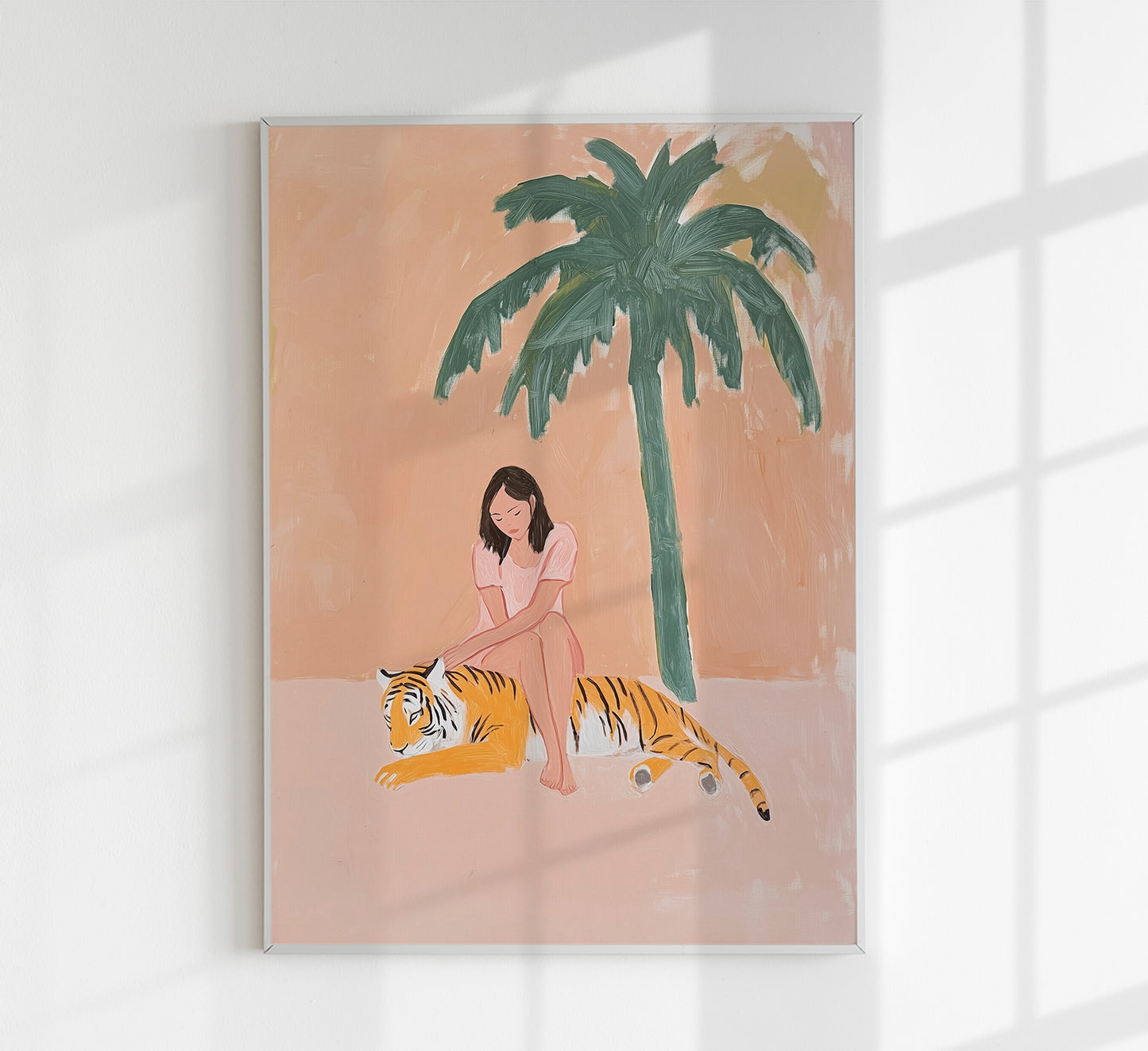 A woman and a tiger Tropical Art Poster