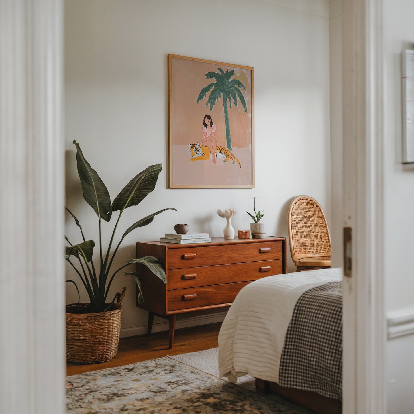 A woman and a tiger Tropical Art Poster