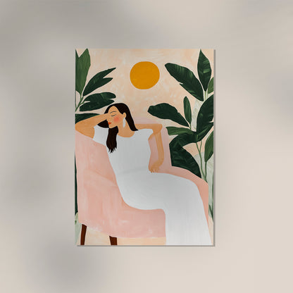 Woman chillin' Tropical Art Poster
