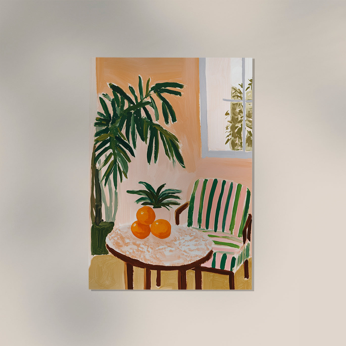 Striped Chair Tropical Art Poster