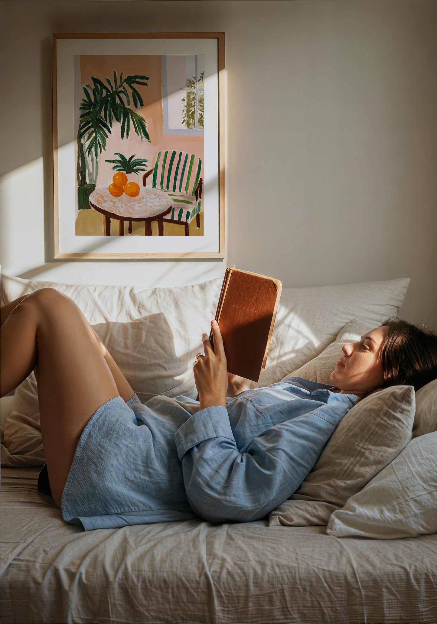 Striped Chair Tropical Art Poster