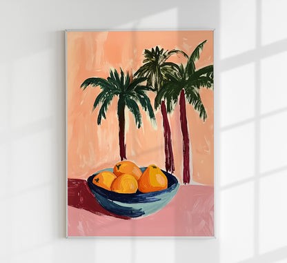 Oranges on the table Tropical Art Poster