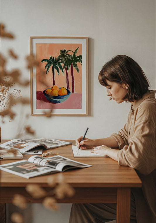 Oranges on the table Tropical Art Poster