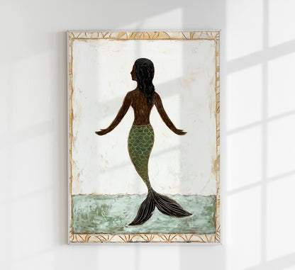 Janaina, the marmaid Tropical Art Poster