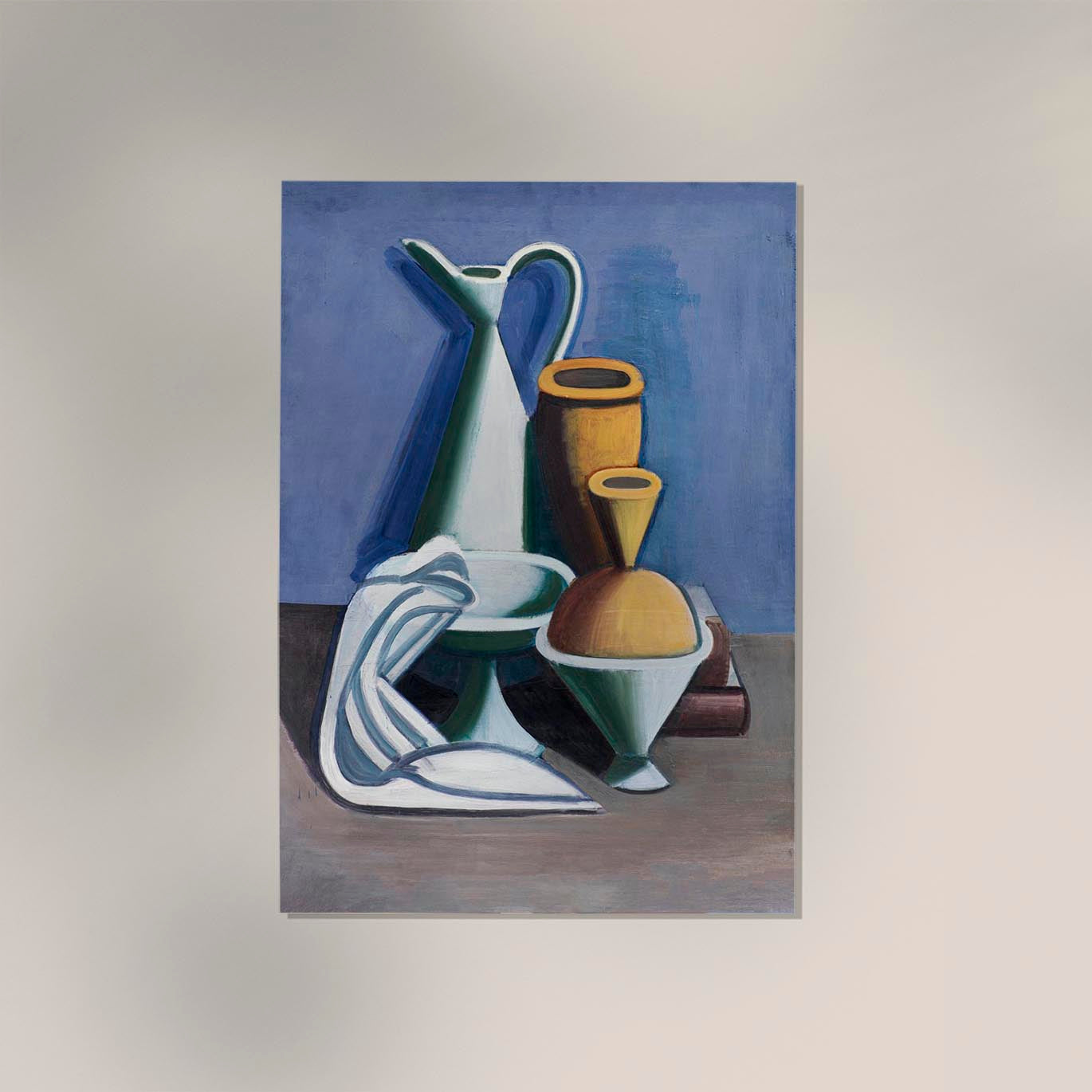 Arrangement with watering can, towel and jars by Vilhelm Lundstroem Poster