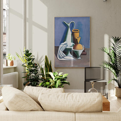 Arrangement with watering can, towel and jars by Vilhelm Lundstroem Poster