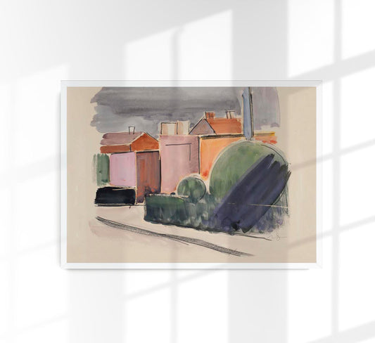 Road with houses by Vilhelm Lundstroem Poster