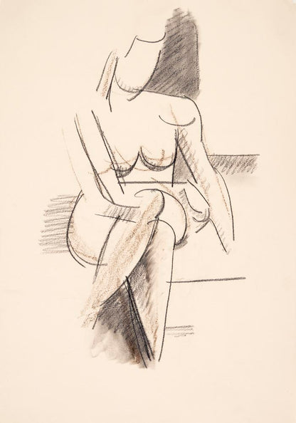 Seated female model, front view by Vilhelm Lundstroem Poster