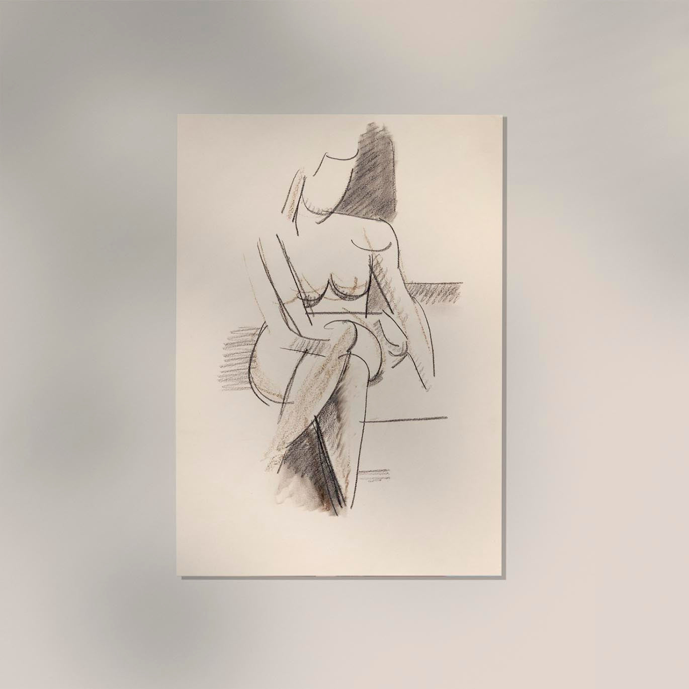 Seated female model, front view by Vilhelm Lundstroem Poster