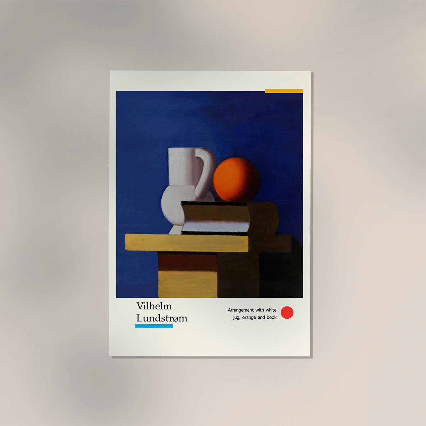Arrangement with white jug, orange and book by Vilhelm Lundstroem Exhibition Poster