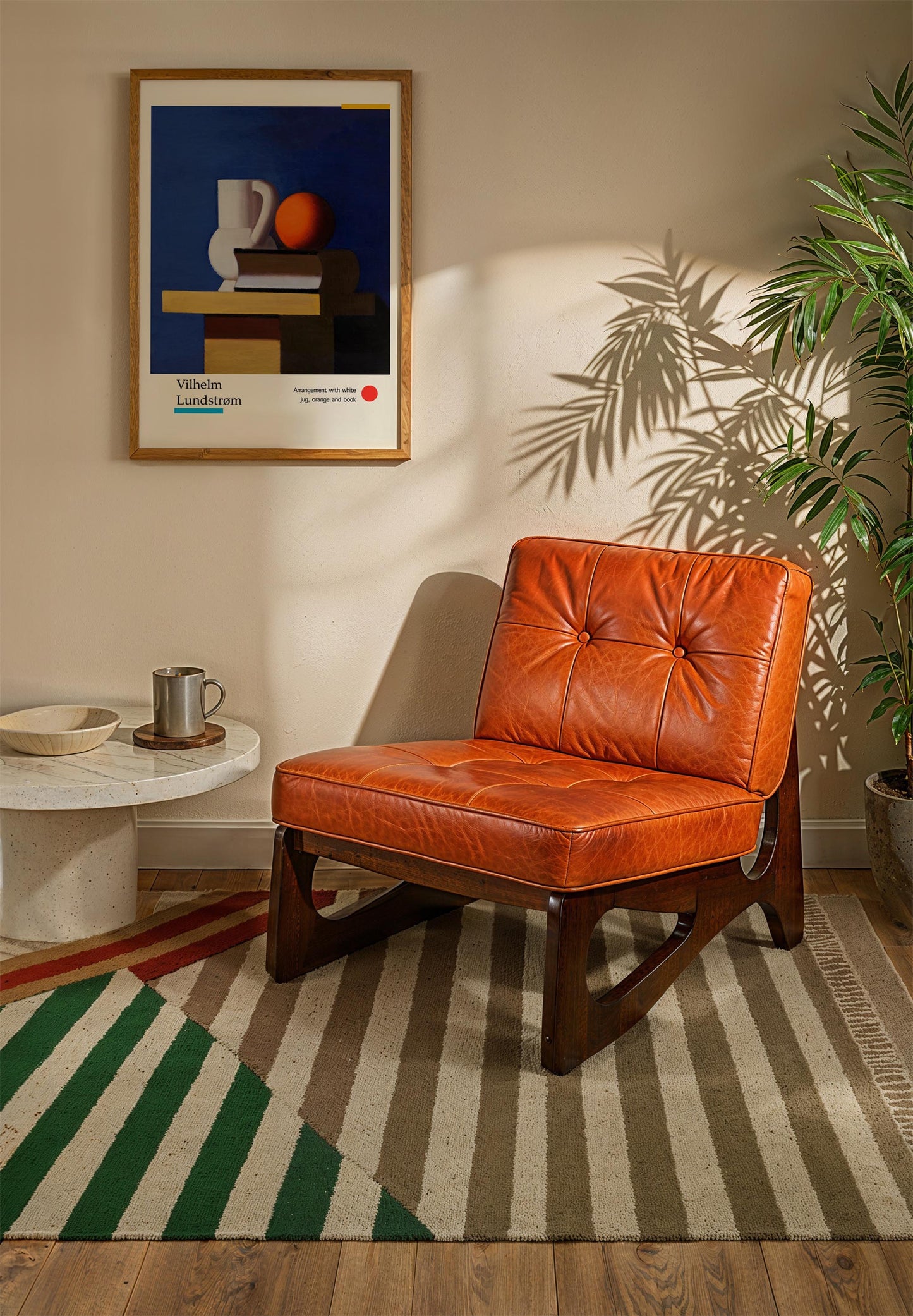 Arrangement with white jug, orange and book by Vilhelm Lundstroem Exhibition Poster