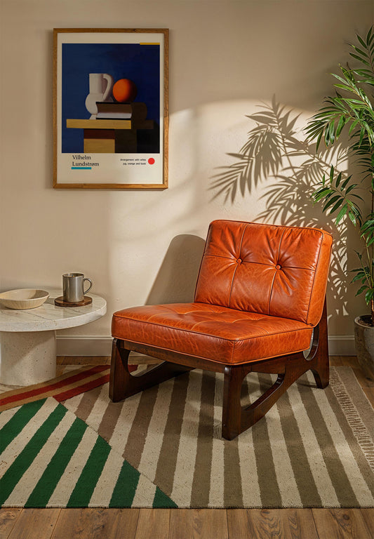 Arrangement with white jug, orange and book by Vilhelm Lundstroem Exhibition Poster