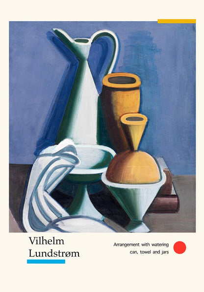 Arrangement with watering can, towel and jars by Vilhelm Lundstroem Exhibition Poster