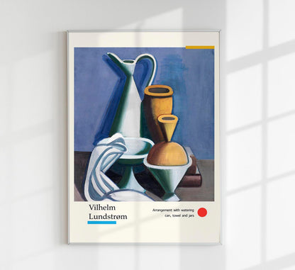 Arrangement with watering can, towel and jars by Vilhelm Lundstroem Exhibition Poster