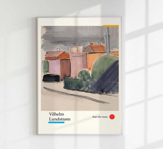 Road with houses by Vilhelm Lundstroem Exhibition Poster