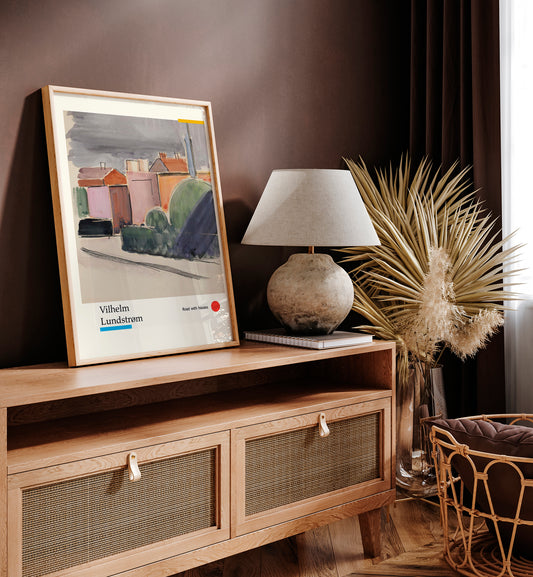 Road with houses by Vilhelm Lundstroem Exhibition Poster