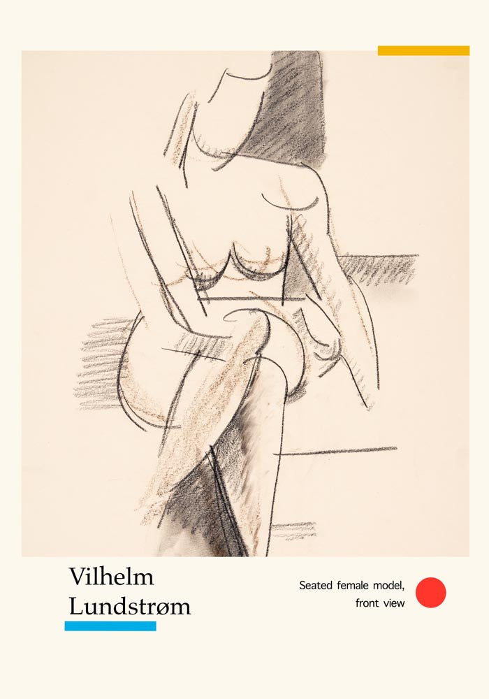 Seated female model, front view by Vilhelm Lundstroem Exhibition Poster
