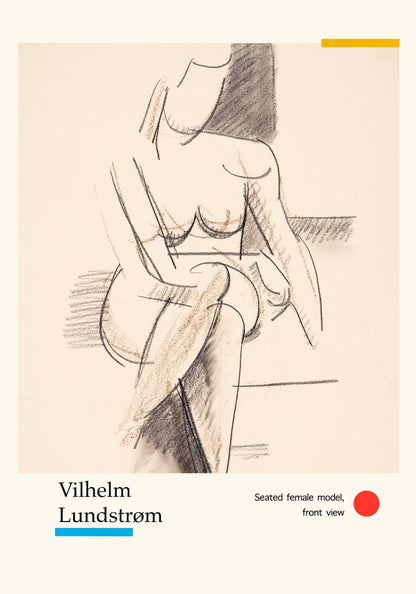 Seated female model, front view by Vilhelm Lundstroem Exhibition Poster