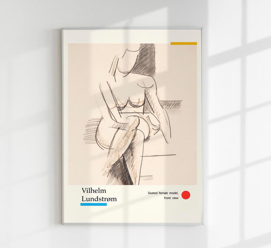 Seated female model, front view by Vilhelm Lundstroem Exhibition Poster