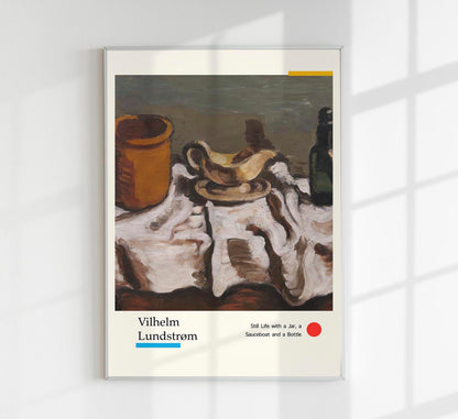 Still Life with a Jar, a Sauceboat and a Bottle by Vilhelm Lundstroem Exhibition Poster