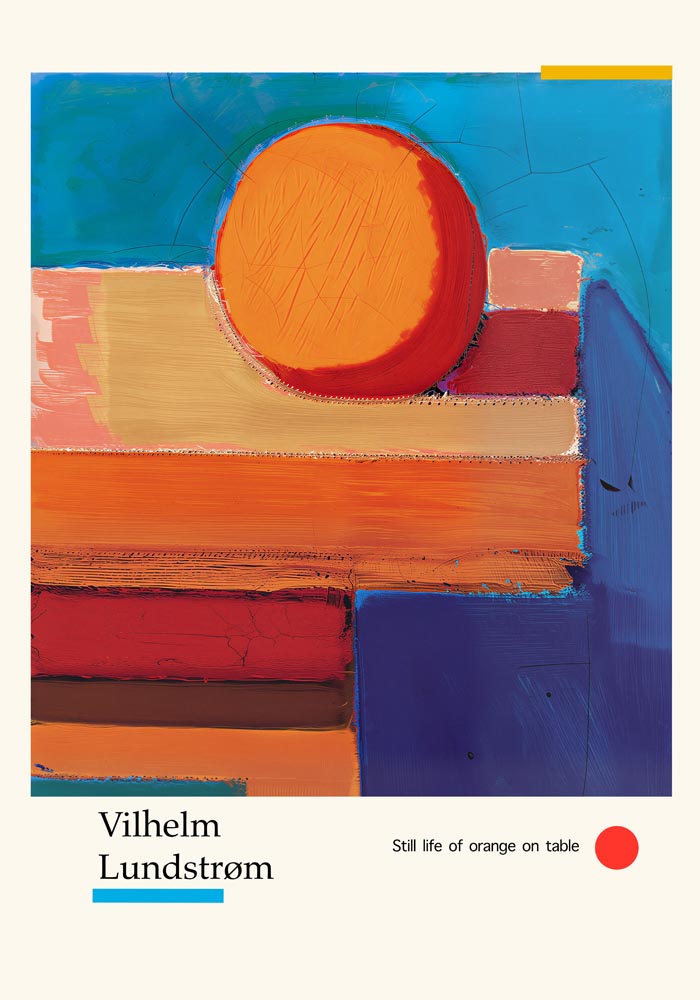 Still life of orange on table by Vilhelm Lundstroem Exhibition Poster