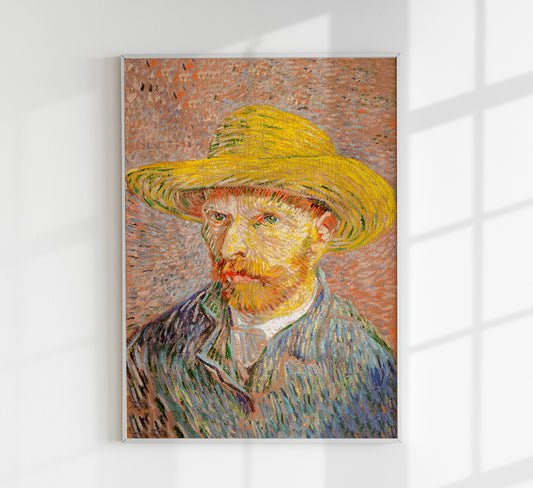 Self-Portrait with a Straw Hat by Van Gogh