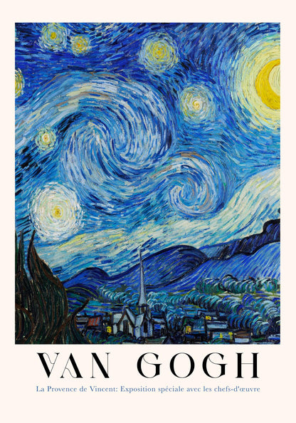 Starry Night Vertical Art Poster by Van Gogh