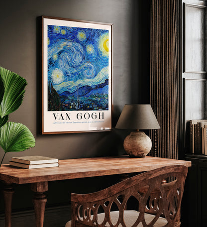 Starry Night Vertical Art Poster by Van Gogh