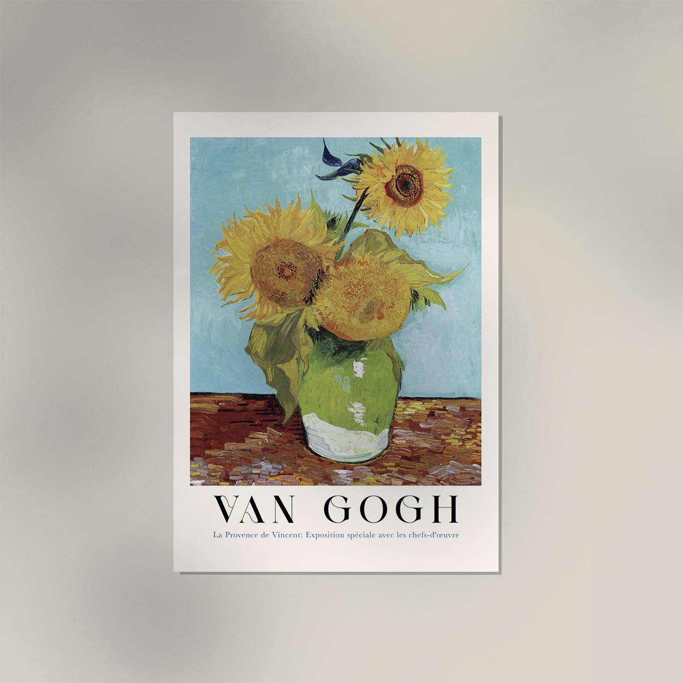 Vase with Three Sunflowers Art Poster by Van Gogh
