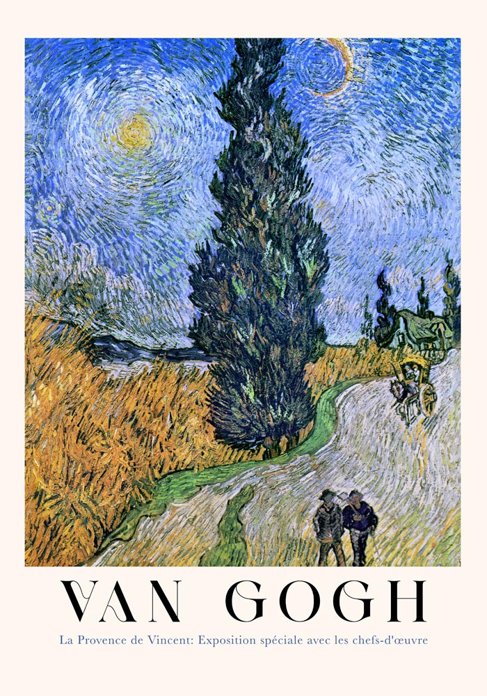 Road with Cypress and Star Exhibition Art Poster by Van Gogh