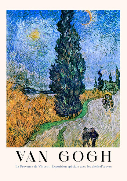 Road with Cypress and Star Exhibition Art Poster by Van Gogh