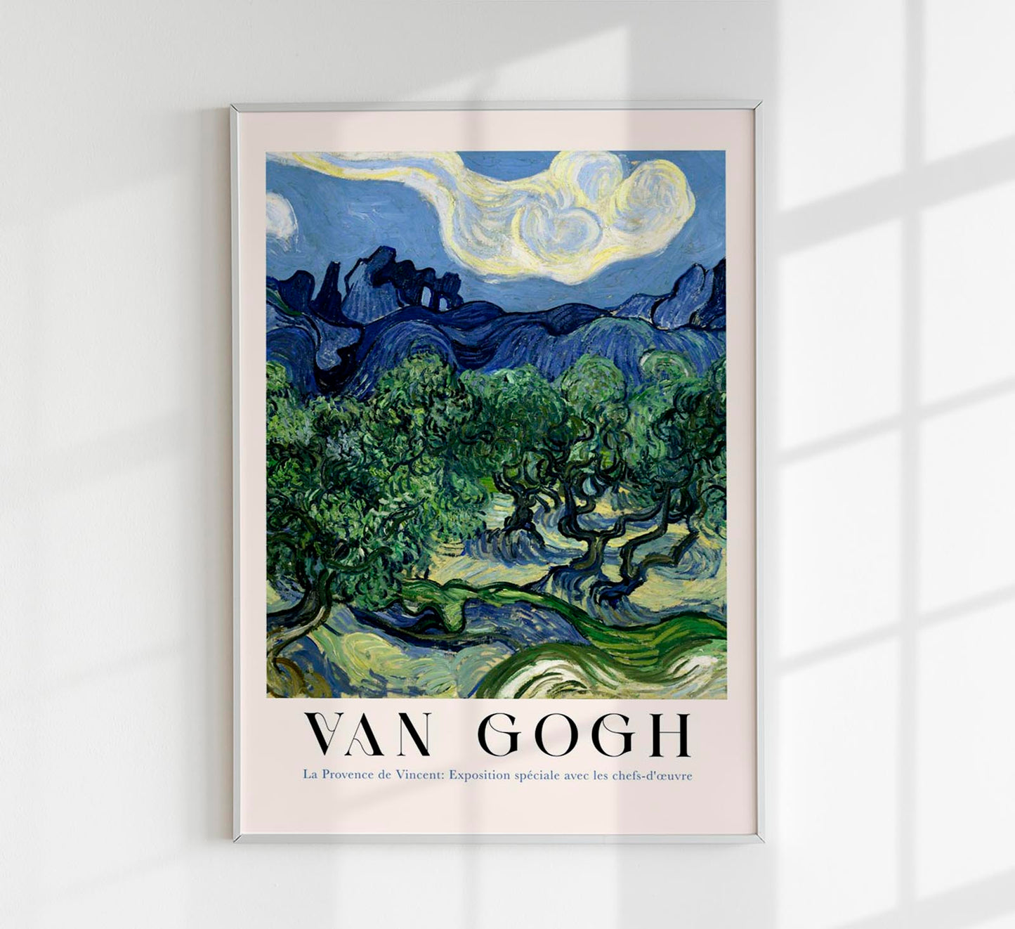 Olive Trees with the Alpilles in the Background Exhibition Art Poster by Van Gogh