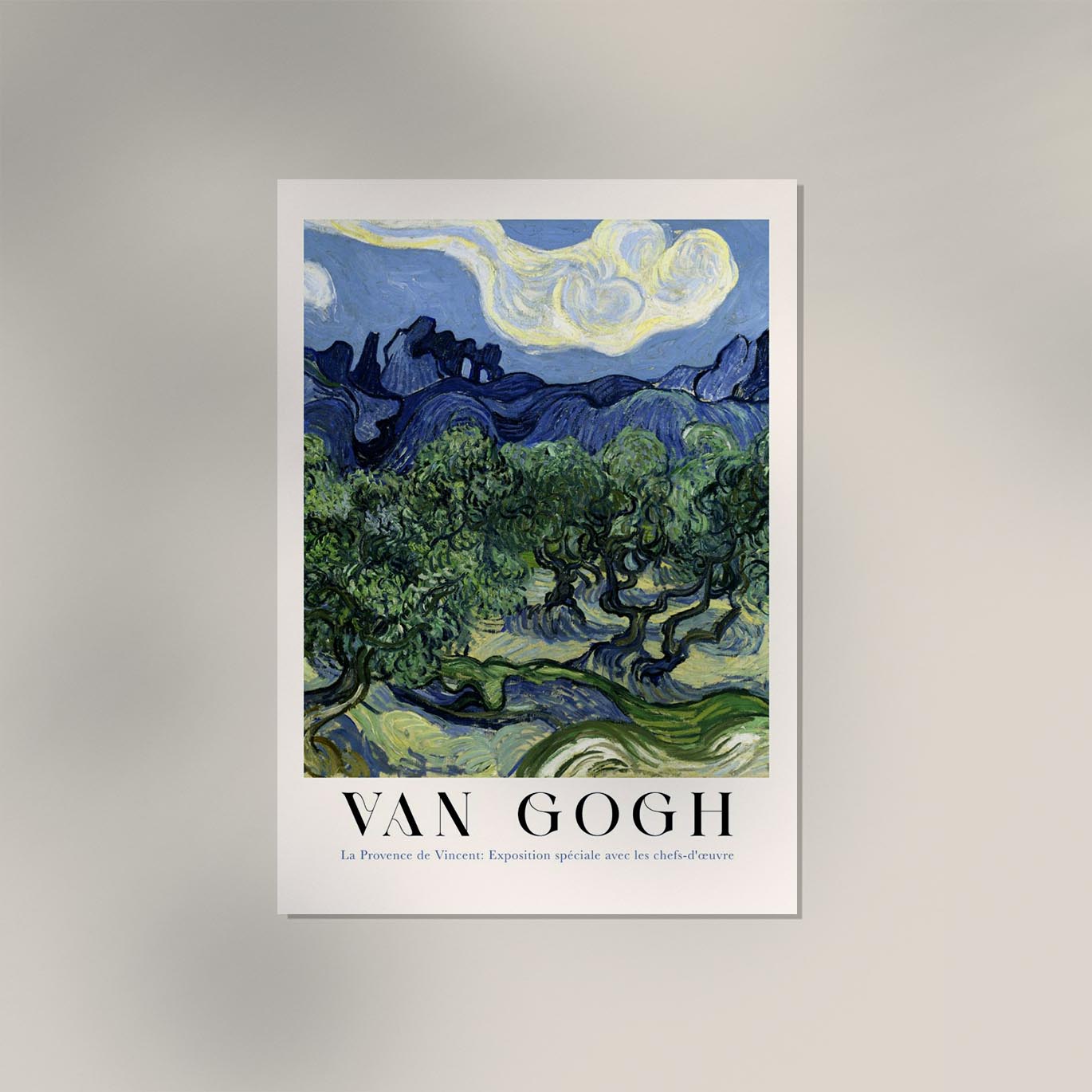 Olive Trees with the Alpilles in the Background Exhibition Art Poster by Van Gogh