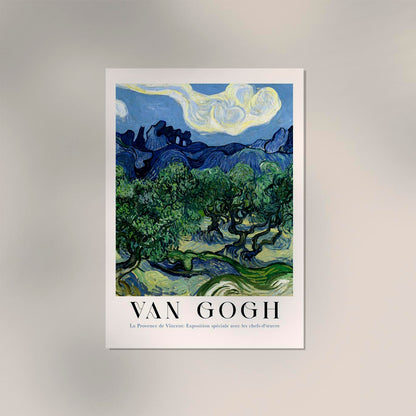 Olive Trees with the Alpilles in the Background Exhibition Art Poster by Van Gogh