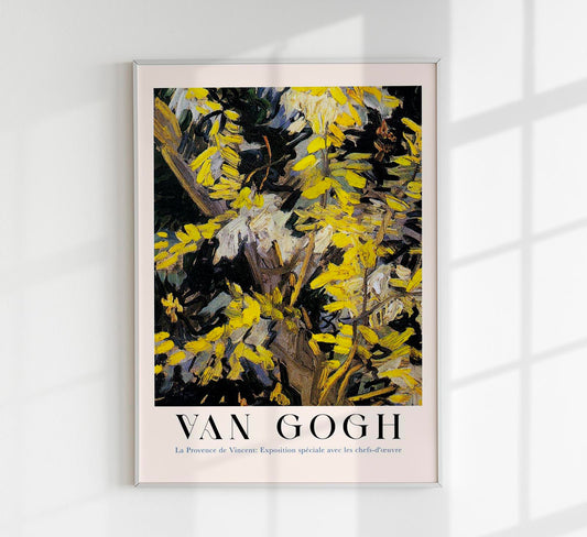 Blossoming Acacia Branches Exhibition Art Poster by Van Gogh