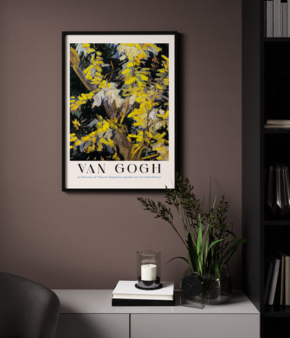 Blossoming Acacia Branches Exhibition Art Poster by Van Gogh