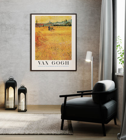 Wheat field with View of Arles Exhibition Art Poster by Van Gogh