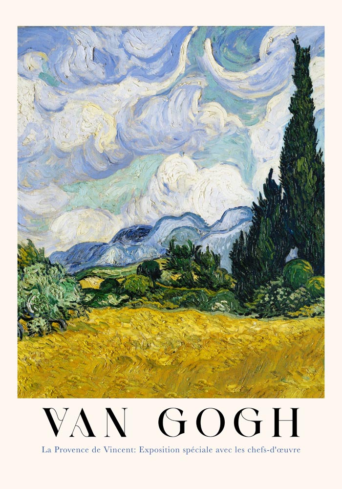 Wheat Field with Cypresses Vertical Exhibition Art Poster by Van Gogh