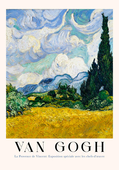 Wheat Field with Cypresses Vertical Exhibition Art Poster by Van Gogh