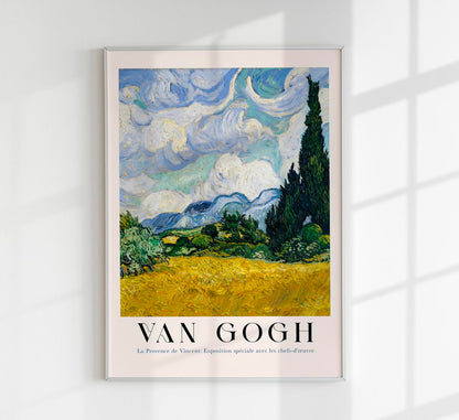 Wheat Field with Cypresses Vertical Exhibition Art Poster by Van Gogh